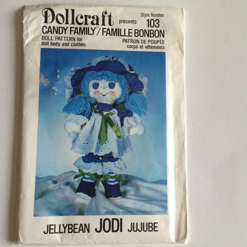 Dollcraft Pattern # 103 Candy Family Vintage 1982 Jellybean Jodi  Rag Doll